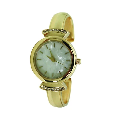 Olivia Pratt Gold Olivia Pratt Pearl Tone Face Metal Bangle Watch