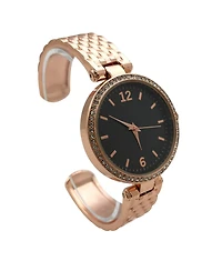 Olivia Pratt Rose Gold Round Face with Rhinestones Bangle Women Watch