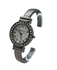 Olivia Pratt Gunmetal New Style Rhinestone Bezel Bangle Women Watch