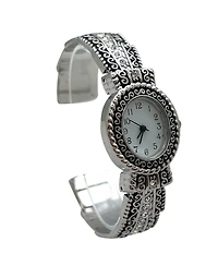 Olivia Pratt Silver New Elegant Textured Bangle Women Watch