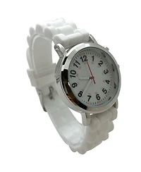 Olivia Pratt White Luminous Dial Easy Read Medical Professionals Silicone Band Women Watch