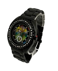 Olivia Pratt Black and Rhinestones Bezel Women Watch