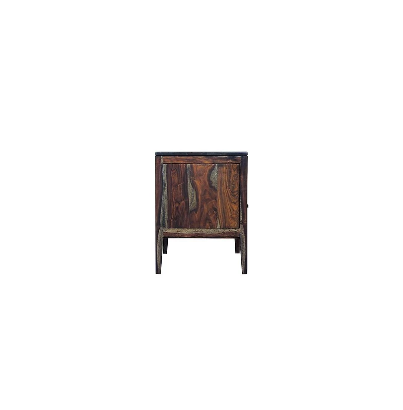 Porter Designs Fall River Solid Sheesham Wood Nightstand, Gray