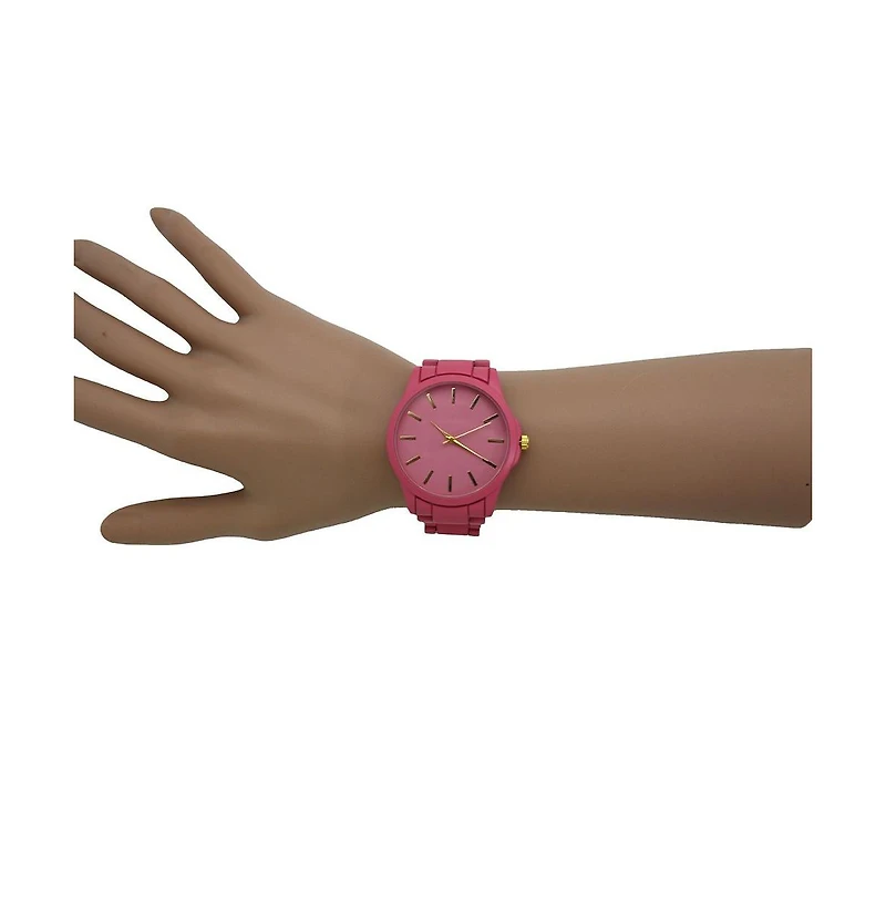 Olivia Pratt Hot Pink Solid Color Large Face Women Watch
