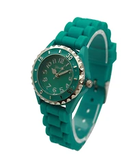 Olivia Pratt Teal Solid Color Silicone Strap Casual Women Watch