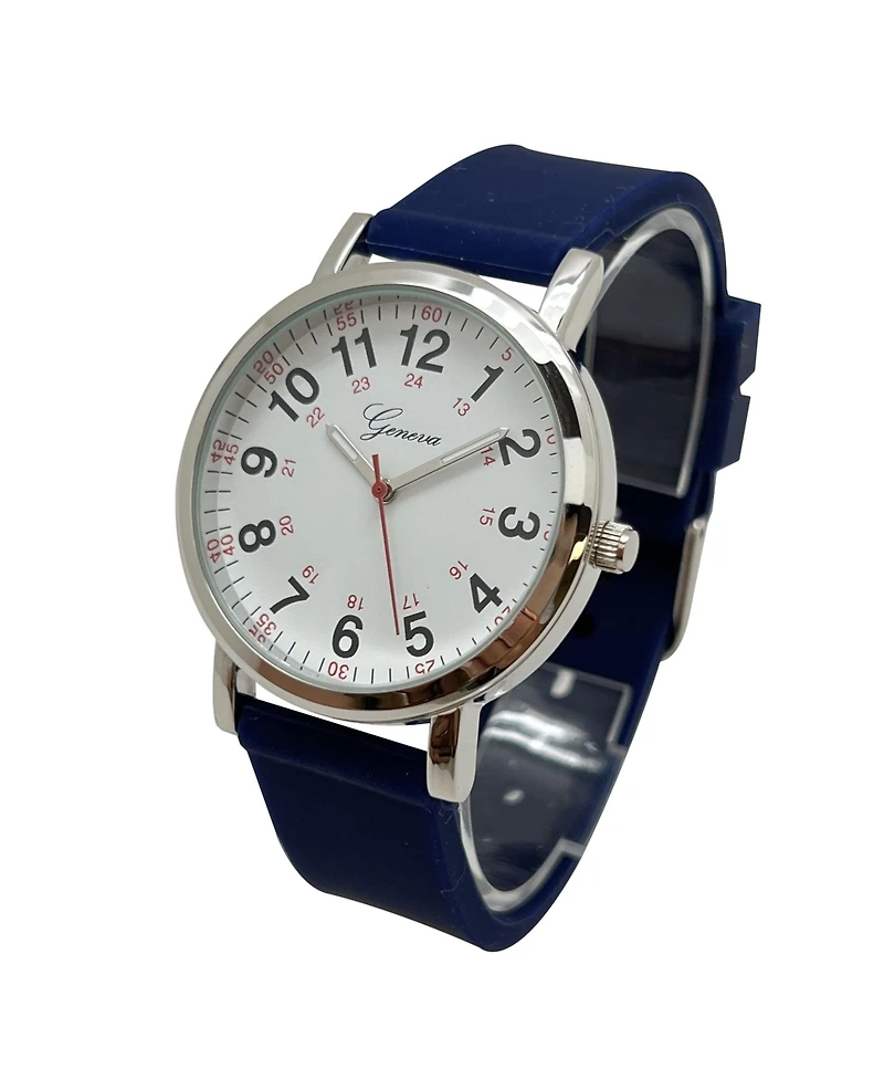Olivia Pratt Navy Easy-Read Nurse Watch with Silicone Band Women Watch