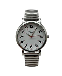Olivia Pratt Silver Bold Numbers and Casual Stretch Band Women Watch