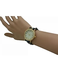 Olivia Pratt Dark Flowers and Denim Strap Watch