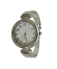 Silver Plain Texture Metallic Bangle Watch
