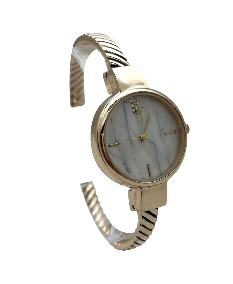 Olivia Pratt Gold Every Day Thin Marble Face Bangle Women Watch