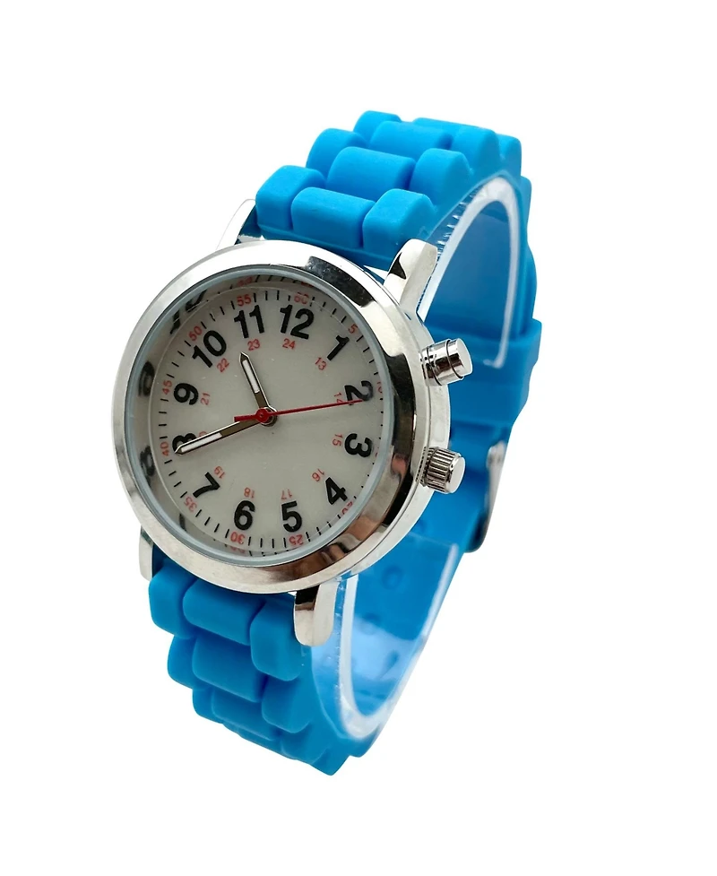 Olivia Pratt Turquoise Luminous Dial Easy Read Medical Professionals Silicone Band Women Watch