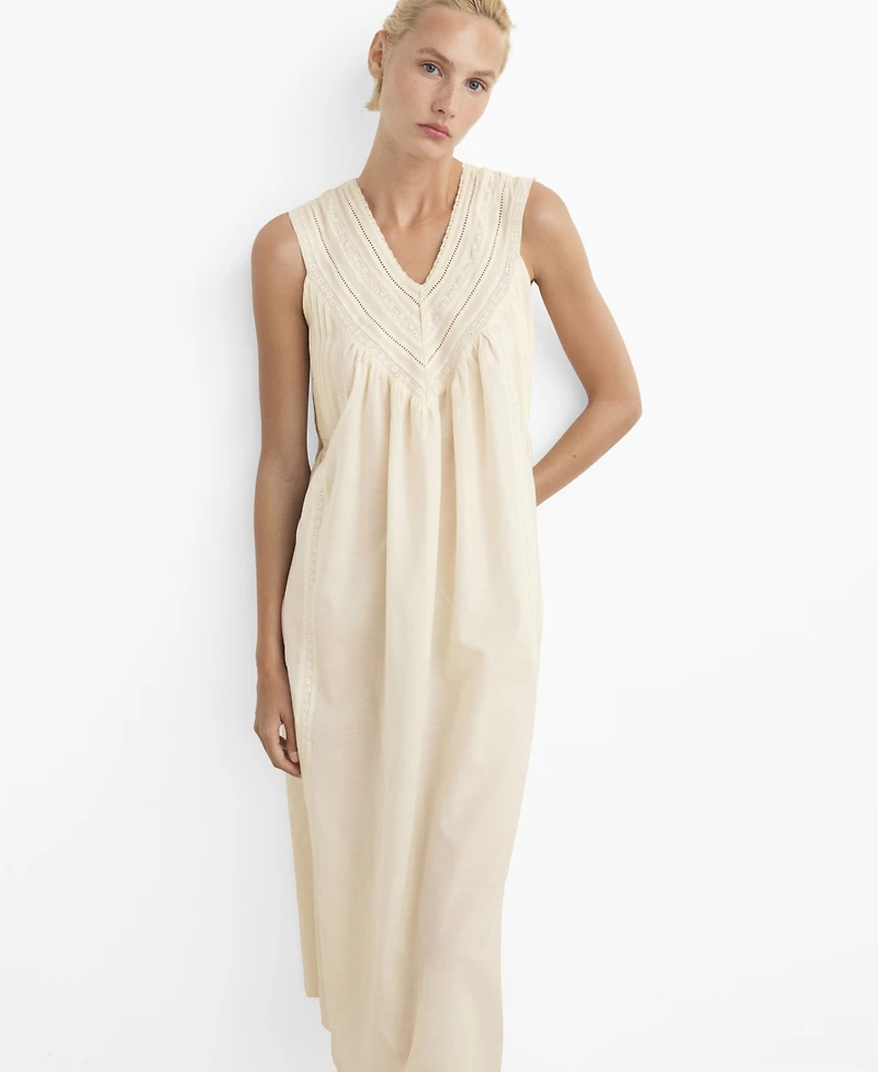 Mango Women's Cotton Lace Nightdress
