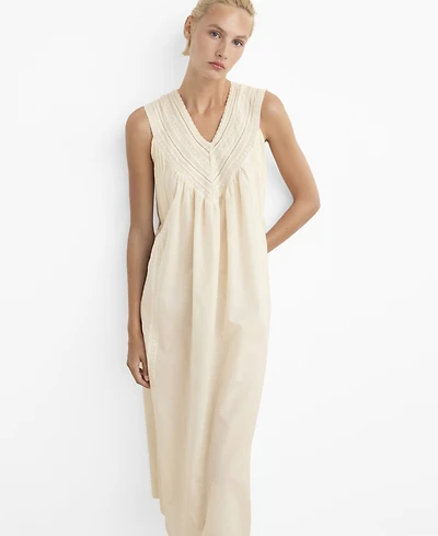 Mango Women's Cotton Lace Nightdress