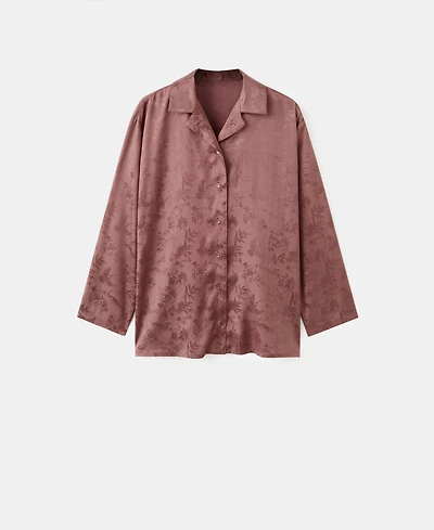Mango Women's Jacquard Satin Pajama Shirt