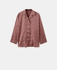 Mango Women's Jacquard Satin Pajama Shirt