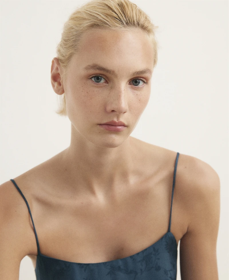 Mango Women's Jacquard Satin Nightdress