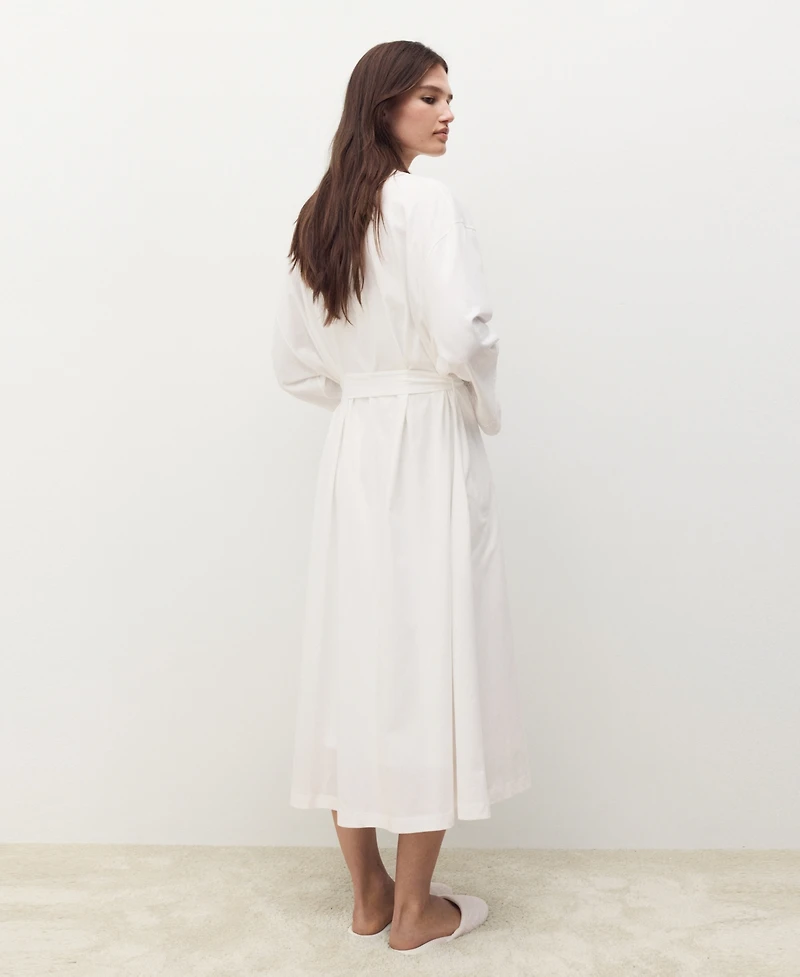 Mango Women's Lace Detail Cotton Robe