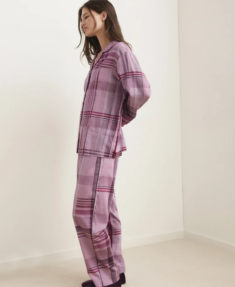 Mango Women's Piping Detail Printed Pajama Shirt