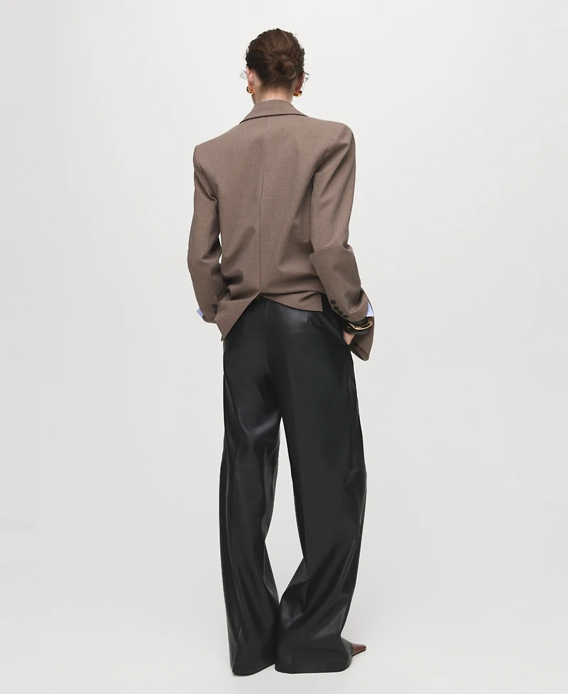 Mango Women's Leather-Effect Wide-Leg Pants