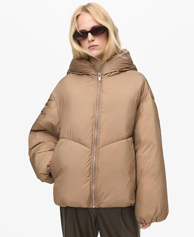 Mango Women's Short Oversized Hooded Anorak Coat