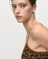 Mango Women's Leopard-Print Knitted Top
