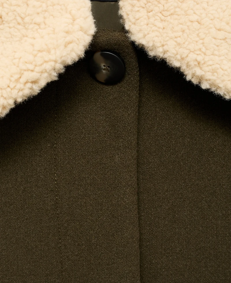 Mango Women's Borg Collar Wool Blend Jacket