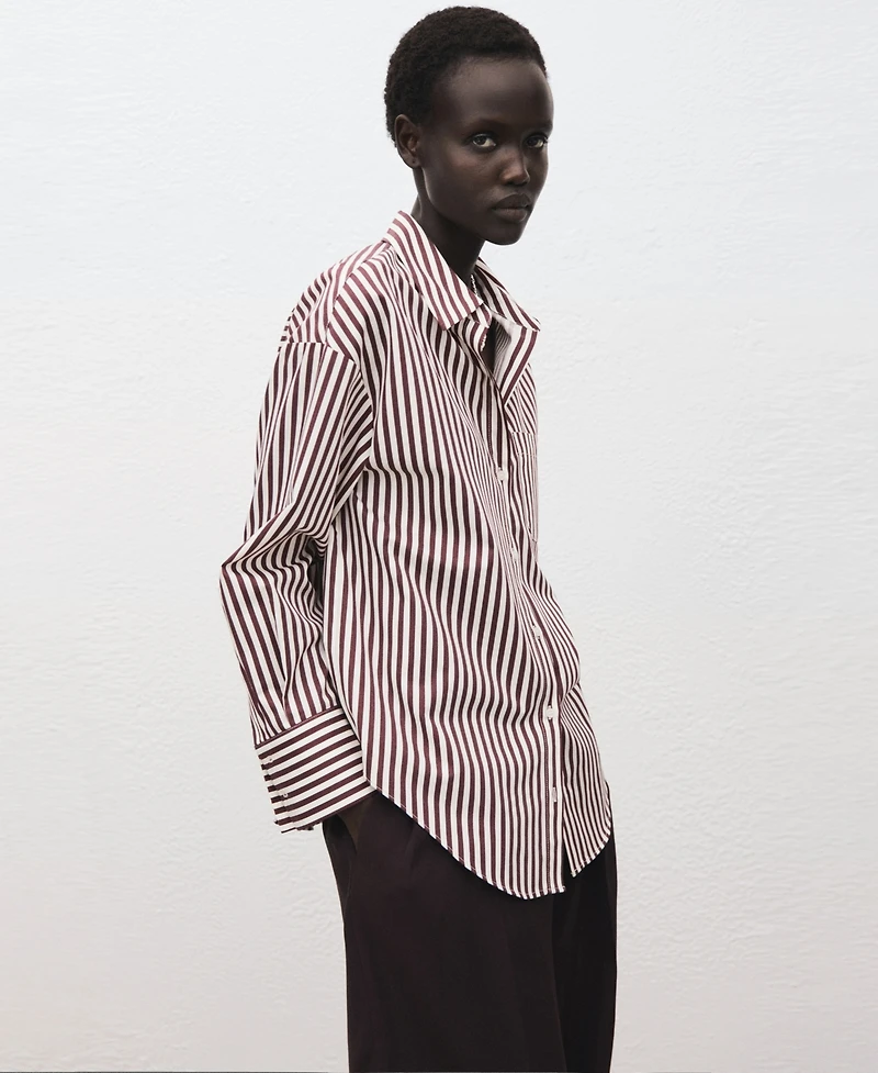 Mango Women's Pocket Striped Shirt