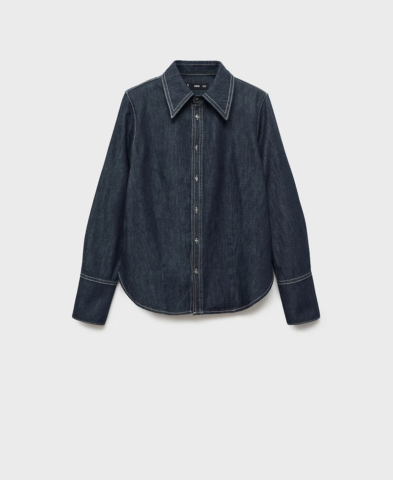 Mango Women's Seams Detail Denim Shirt