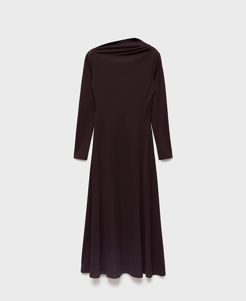 Mango Women's Asymmetrical Neckline A-Line Dress