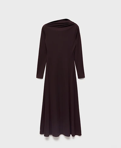 Mango Women's Asymmetrical Neckline A-Line Dress