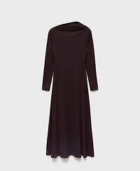 Mango Women's Asymmetrical Neckline A-Line Dress