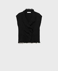 Mango Women's Frayed Trim Crossover Top