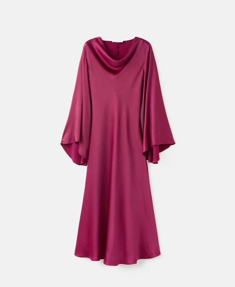 Mango Women's Flared-Sleeve Satin Dress