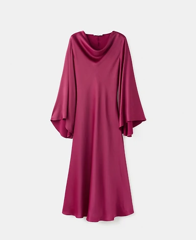 Mango Women's Flared-Sleeve Satin Dress