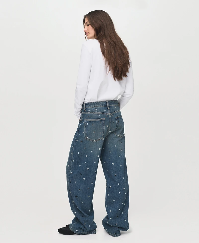 Mango Women's Eyelets Detail Balloon Jeans