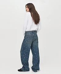 Mango Women's Eyelets Detail Balloon Jeans