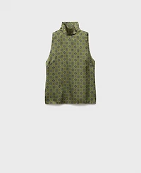 Mango Women's Geometric Print Satin Blouse