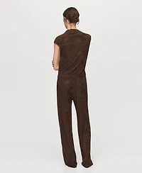 Mango Women's Jacquard Floral-Print Straight Pants