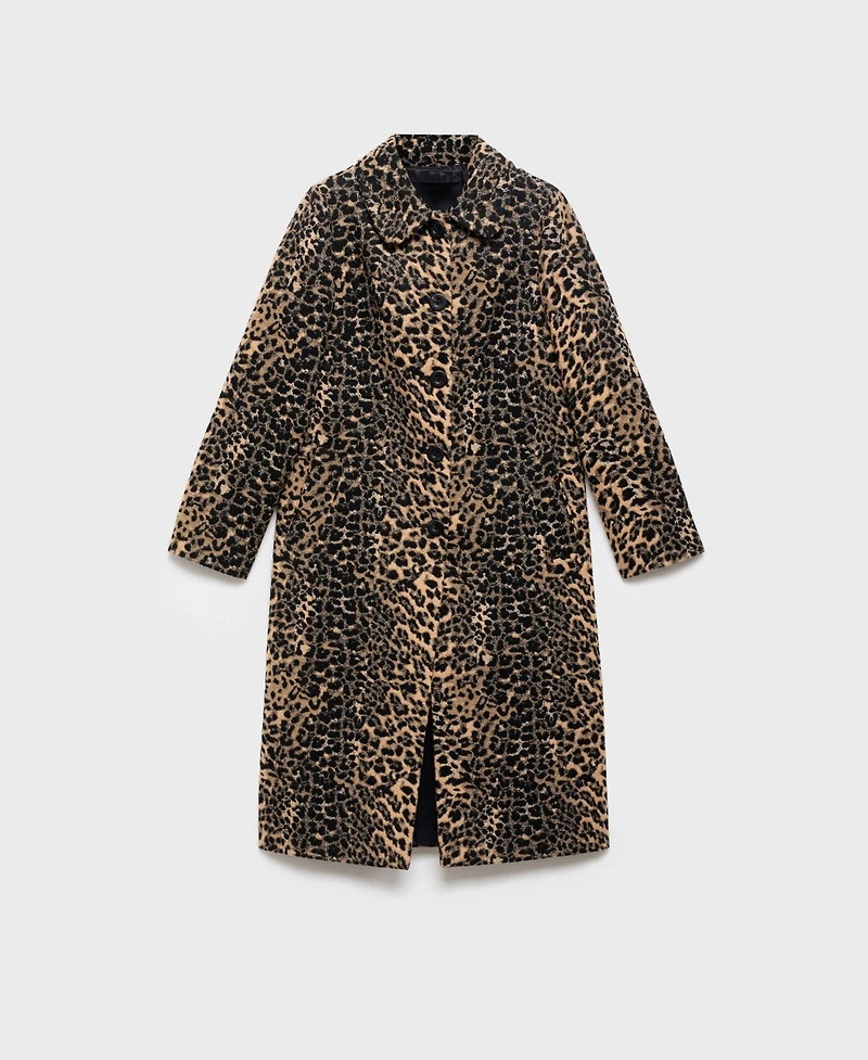 Mango Women's Leopard-Print Long Coat