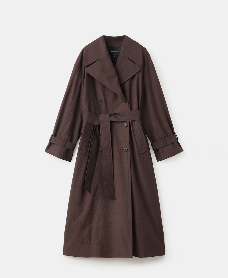 Mango Women's Long Virgin Wool Trench Coat