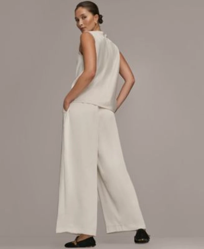 Donna Karan Weekend Womens Sleeveless Fringe Trim Blouse Pull On Pants