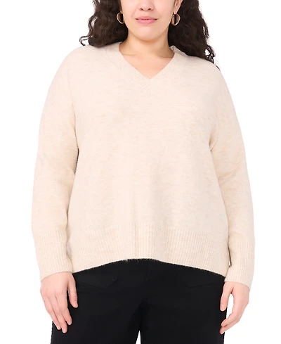 Vince Camuto Plus V-Neck High Low Hem Sweater