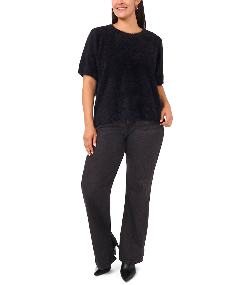 Vince Camuto Plus Short-Sleeve Crewneck Sweater