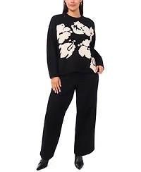 Vince Camuto Plus Size Flower Motif Crewneck Sweater