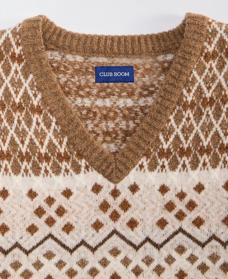 Club Room Men's Northern Geo Fair Isle V-Neck Sweater, Macy's Exclusive