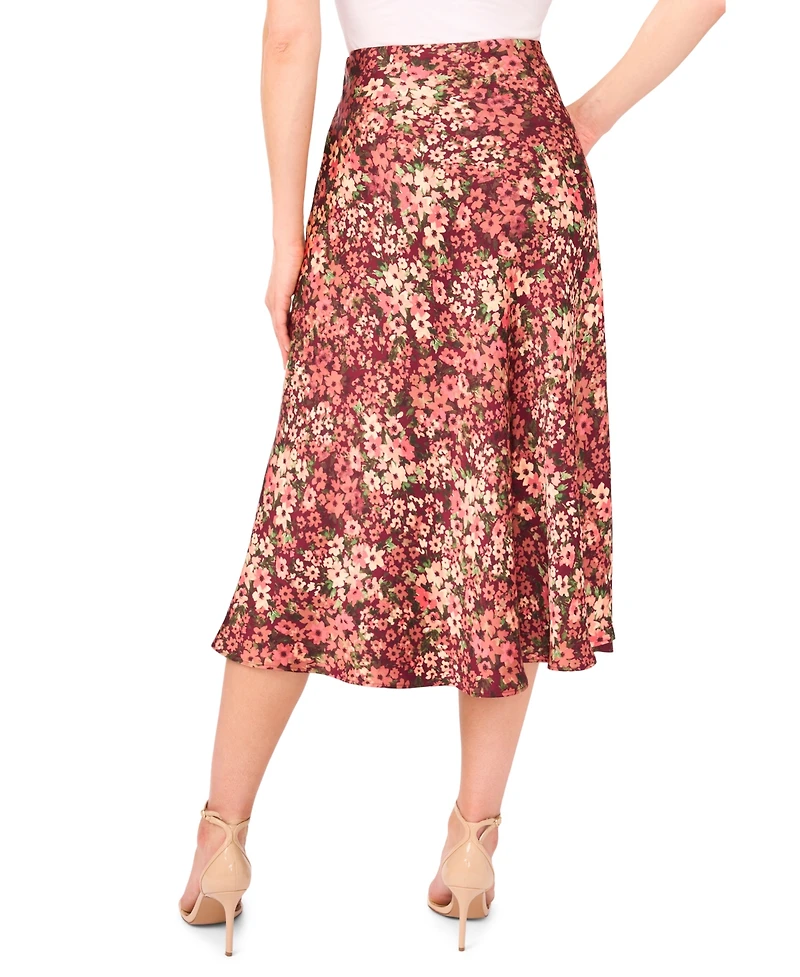 CeCe Women's Side Zipper Bias Midi Skirt