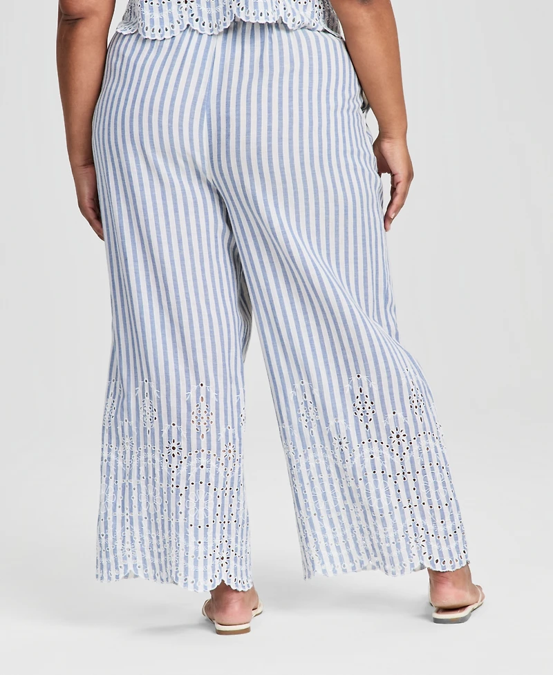 And Now This Trendy Plus Cotton Scalloped-Hem Drawstring Pants, Macy's Exclusive