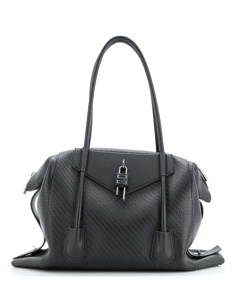 Pre-Owned Givenchy Antigona Soft Lock Bag Braided Leather