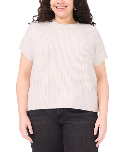 Vince Camuto Plus Sequined Short Sleeve Top