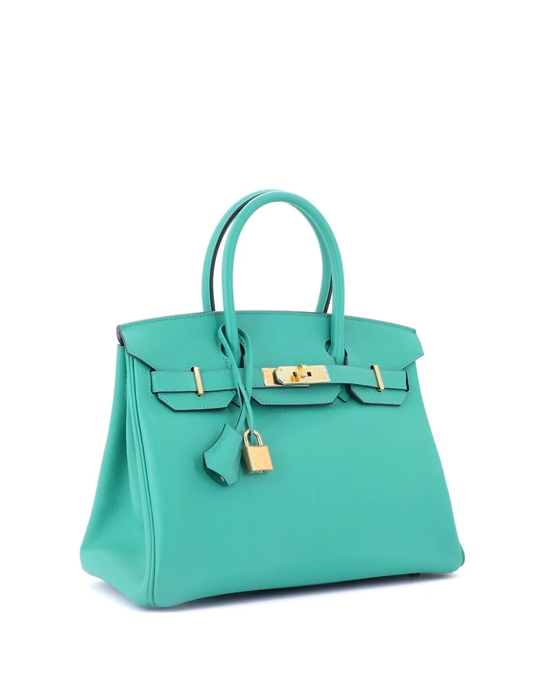 Pre-Owned HERMA‰S Birkin 30 Handbag Green Epsom with Gold Hardware